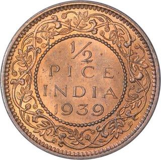 Bronze Half Pice Coin of King George VI of Calcutta Mint of 1939.