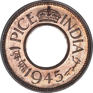 Bronze One Pice Coin of King George VI of Calcutta Mint of 1945.