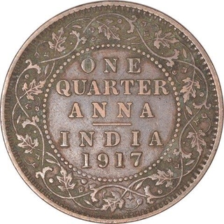 Bronze  Quarter Anna Coin of King George V of Calcutta Mint of 1917.