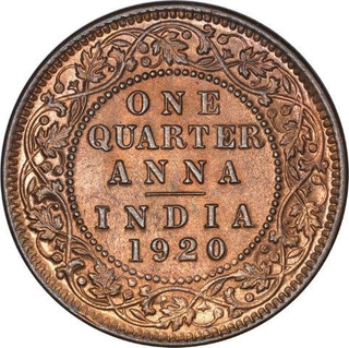 Bronze  Quarter Anna Coin of King George V of Calcutta Mint of 1920.