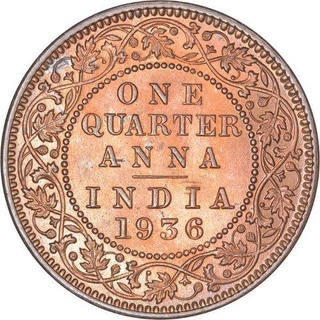 Bronze  Quarter Anna Coin of King George V of Calcutta Mint of 1936.