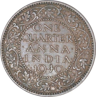 Bronze Quarter Anna Coin of King George VI of Calcutta Mint of 1940.