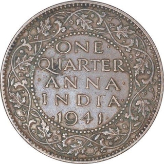 Bronze Quarter Anna Coin of King George VI of Calcutta Mint of 1941.