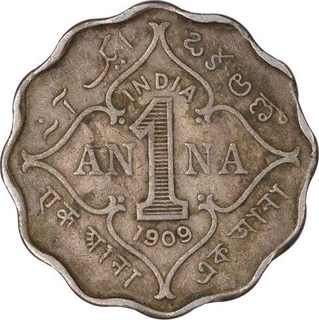 Copper Nickel One Anna Coin of King Edward VII of Bombay Mint of 1909.