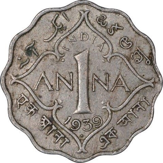 Cupro Nickel One Anna Coin of King George V of Bombay Mint of 1939.