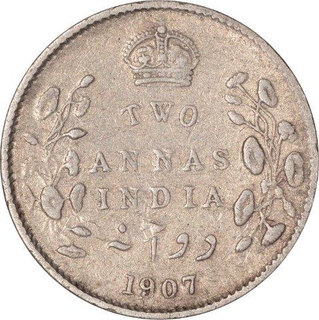 Silver Two Annas Coin of King Edward VII of Calcutta Mint of 1907.