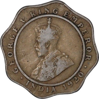 Cupro Nickel Four Annas Coin of King George V of Bombay Mint of 1920.