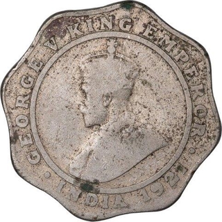 Copper Nickel Four Annas coin of King George V of Bombay Mint of  1921.