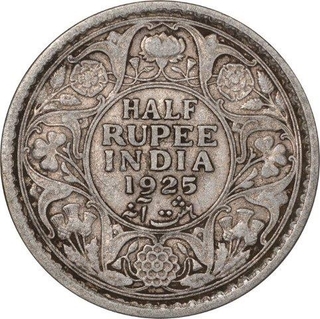 Silver Half Rupee Coin of King George V of Calcutta Mint of 1925.