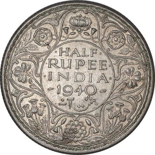 Silver Half Rupee Coin of King George VI of Calcutta Mint of 1940.