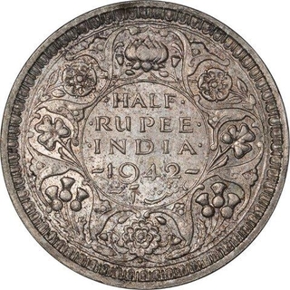 Silver Half Rupee Coin  of King George VI of Bombay Mint of 1942.