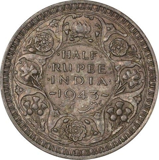 Silver Half Rupee Coin of King George VI of Bombay Mint of 1943.