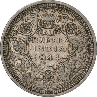 Silver  Half Rupee Coin of King George VI of Bombay Mint of 1944.