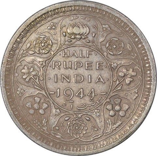 Silver Half Rupee Coin of King George VI of Lahore Mint of 1944.