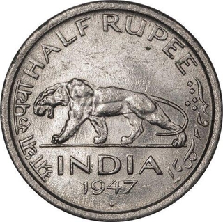 Copper Nickel Half Rupee Coin of King George VI of Bombay Mint of 1947.