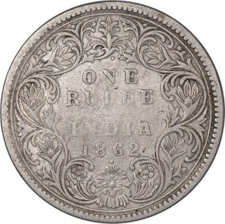 Silver One  Rupee Coin of Victoria Queen of Bombay Mint of 1862.