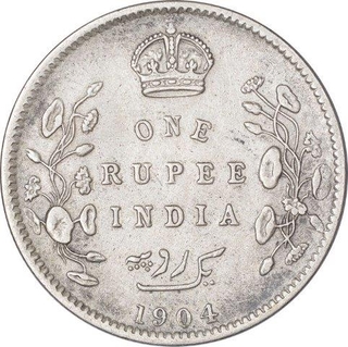 Silver One  Rupee Coin of King Edward VII of Calcutta Mint of 1904.