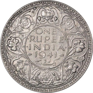 Silver One Rupee Coin of King George VI of Bombay Mint of 1941.