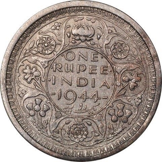 Silver One Rupee Coin of King George VI of Bombay Mint of 1944.