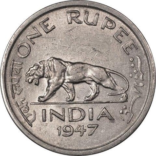 Nickel One Rupee Coin of King George VI of Lahore Mint of 1947.