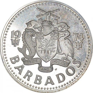 Copper Nickel Two Dollars Coin of Barbados.