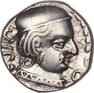 Silver Drachma Coin of Vijayasena of Western Kshatrapas.