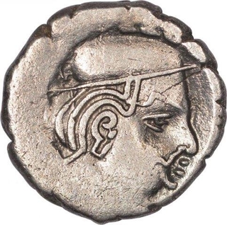 Silver Drachma Coin of Rudrasen II of Western Kshatrapas.