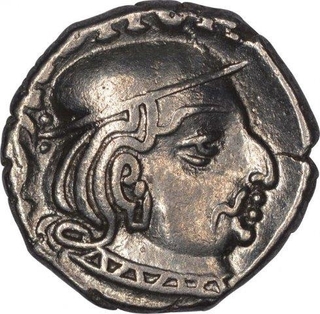 Silver Drachma Coin of Rudrasena II of Western Kshatrapas.