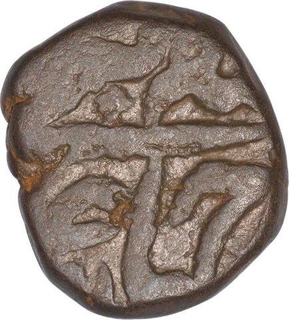 Copper Half Dam Coin of Akbar of Ujjain Mint.