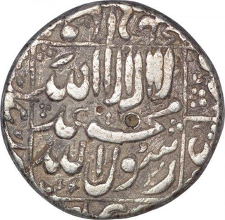 Silver One Rupee Coin of Shah Jahan of Burhanpur Mint of Kalima Type.