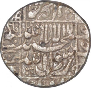 Silver One Rupee Coin of Shahjahan of Surat Mint of Kalima Type.