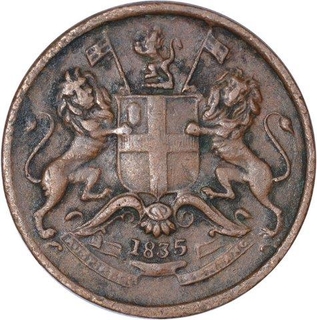 Rare Copper One Twelfth Anna Coin of East India Company of Madras Mint of 1835.