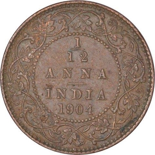 Copper One Twelfth Anna Coin of King Edward VII of Calcutta Mint of 1904.