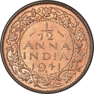 Bronze One Twelfth Anna Coin of King George VI of Bombay Mint of 1941.