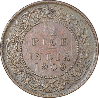 Bronze Half Pice Coin of King Edward VII of Calcutta Mint of 1909.