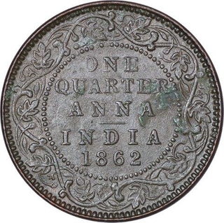 Copper One Quarter Anna Coin of Victoria Queen of Calcutta Mint of 1862.