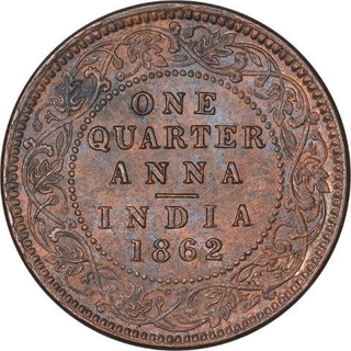 Copper One Quarter Anna Coin of Victoria Queen of Calcutta Mint of 1862.