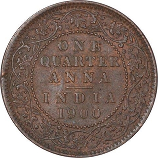 Copper One Quarter Anna Coin of Victoria Empress of Calcutta Mint of 1900.