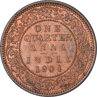 Copper One Quarter Anna Coin of King Edward VII of Calcutta Mint of 1904.