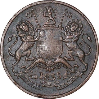 Copper Half Anna Coin of East India Company of Madras Mint of 1835.