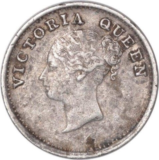 Silver Two Annas Coin of Victoria Queen of Calcutta Mint of 1841.