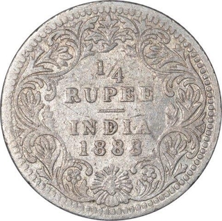 Silver Quarter Rupee Coin of Victoria Empress of Calcutta Mint of 1888.