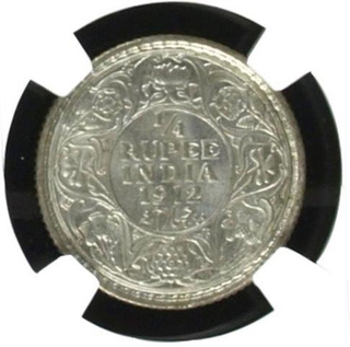 Silver Half Rupee Coin of King George V of Bombay Mint of 1912.