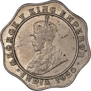 Cupro Nickel Four Annas Coin of King George V of Bombay Mint of 1920.