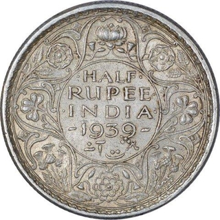 Rare Silver half Rupee Coin of King George VI of Calcutta Mint of 1939.