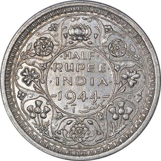 Silver Half Rupee Coin of King George VI of Lahore Mint of 1944.