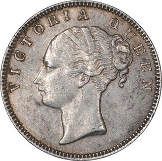 Silver One Rupee Coin of Victoria Queen of Madras Mint of 1840.