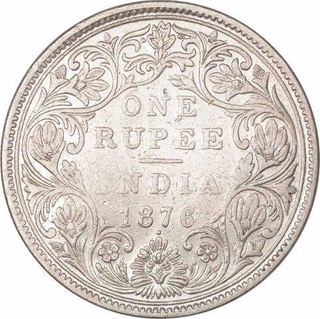 Silver One Rupee of Victoria Queen of Bombay Mint of 1876.