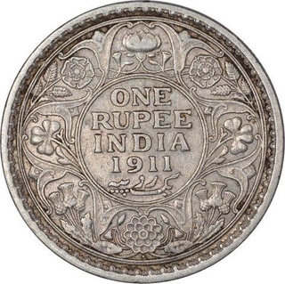 Silver One Rupee Coin of King George V of Bombay Mint of 1911.