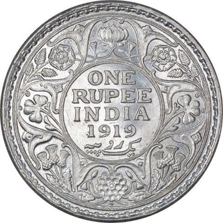 Silver One Rupee Coin of King George V of Bombay Mint of 1919.